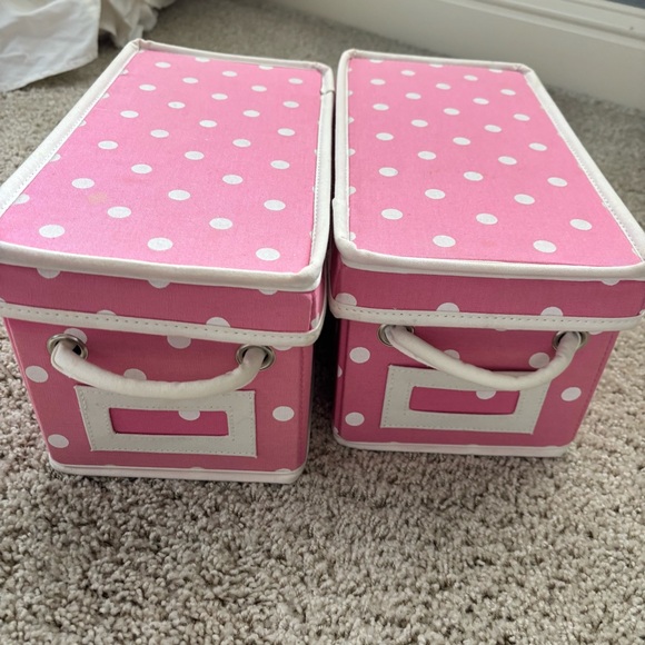 Pottery Barn Teen Dottie Canvas Pink Polka Dot Storage Bins - Picture 4 of 10